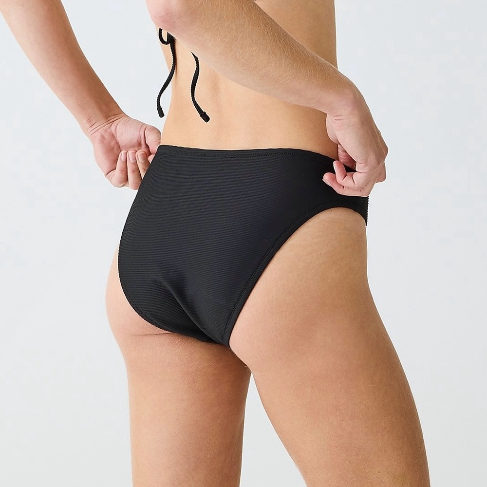 J. Crew Bikini Swim Bottom Hi Rise Ribbed Cheeky Black Size S NWT